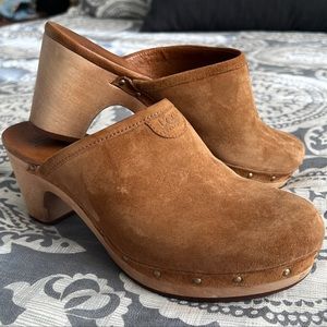 Ugg Abbie Womens Size 8 Chestnut Suede Leather Slip On Clog.